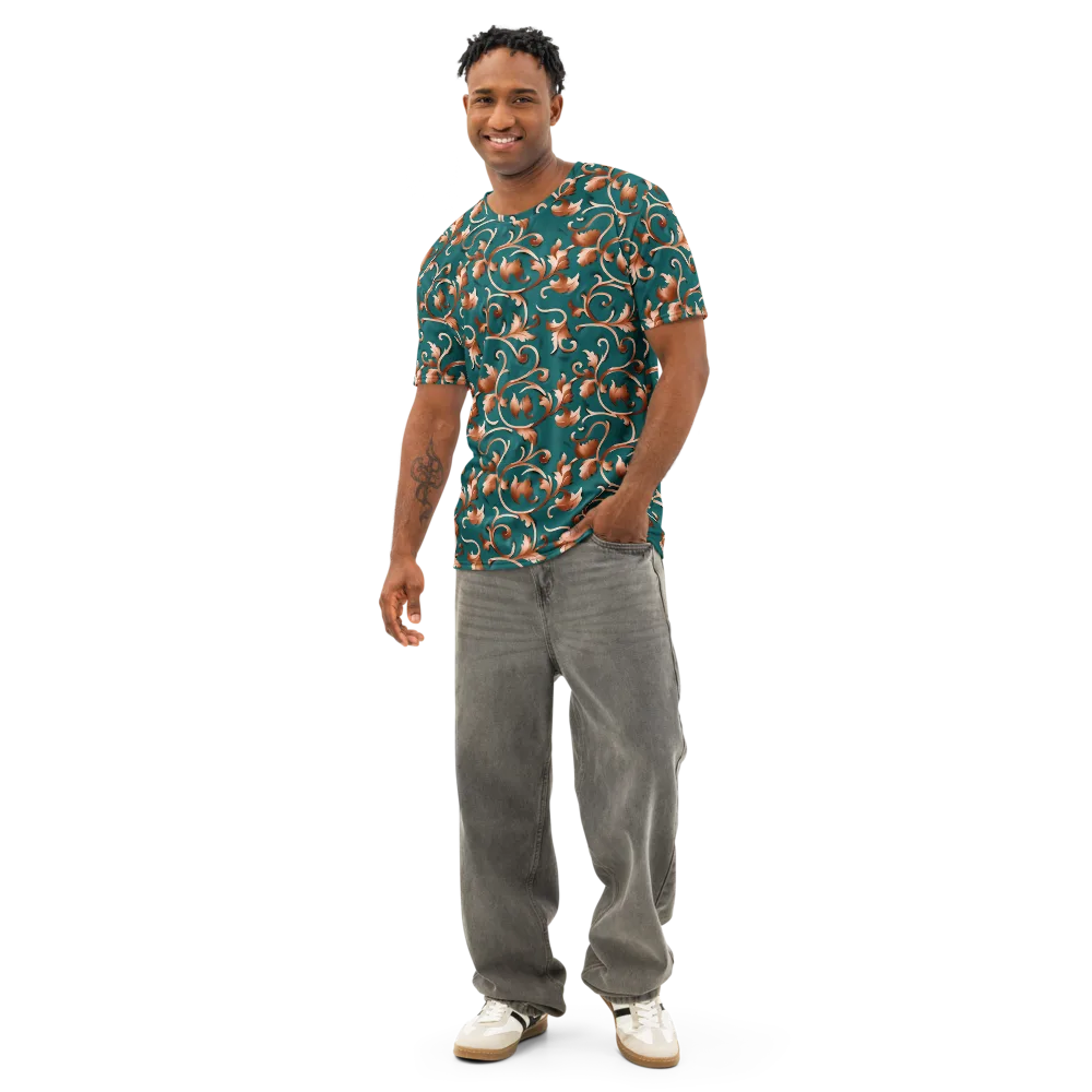 Copper Arabesque on Men's Cotton Crew Neck T-Shirt — Front