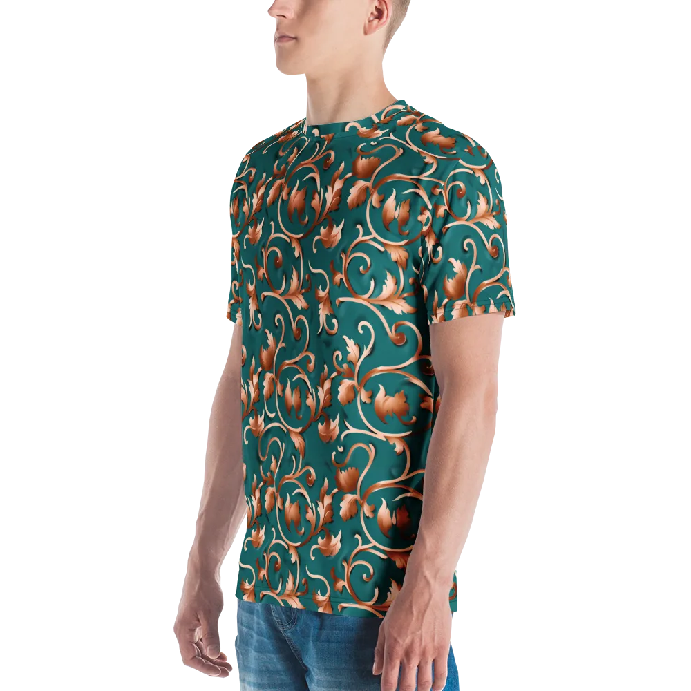 Copper Arabesque on Men's Crew Neck T-Shirt — Left