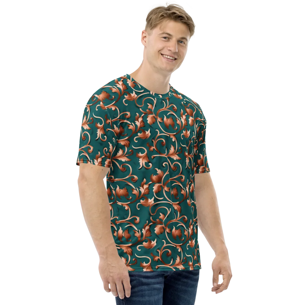 Copper Arabesque on Men's Crew Neck T-Shirt — Right