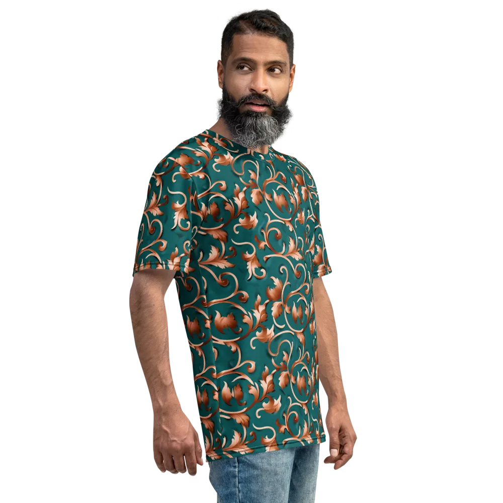 Copper Arabesque on Men's Crew Neck T-Shirt — Right