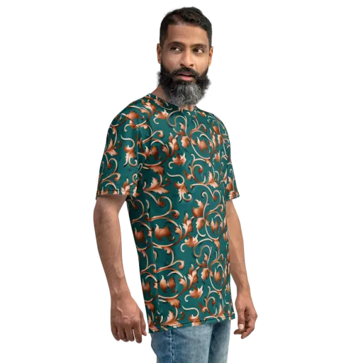 Copper Arabesque on a Men's Crew Neck T-Shirt