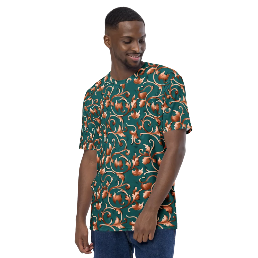 Copper Arabesque on Men's Crew Neck T-Shirt — Left