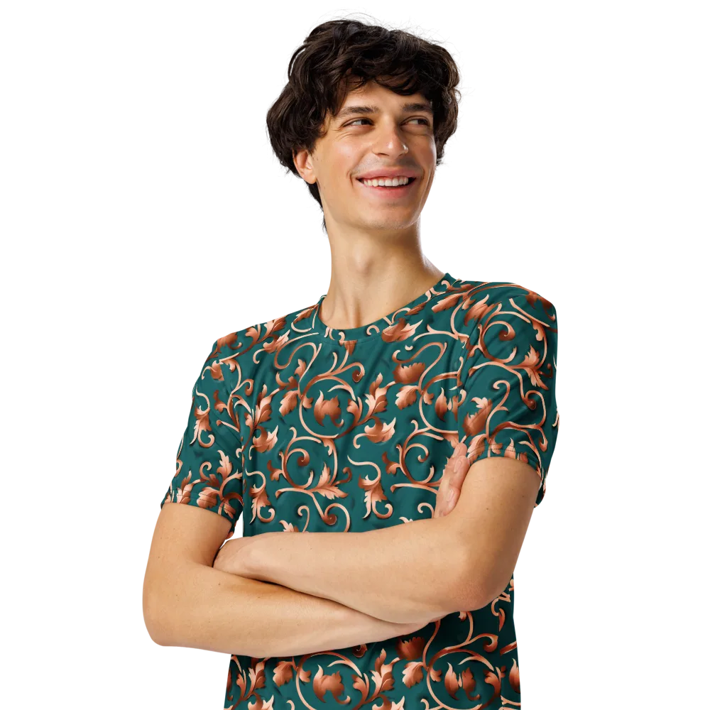 Copper Arabesque on Men's Crew Neck T-Shirt — Left Front