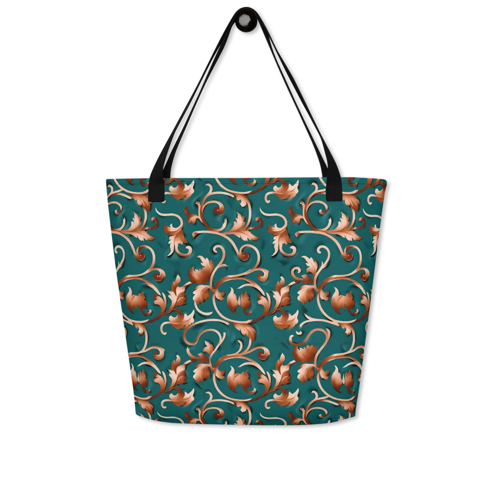 Copper Arabesque on Large Tote Bag W/ Pocket — Front