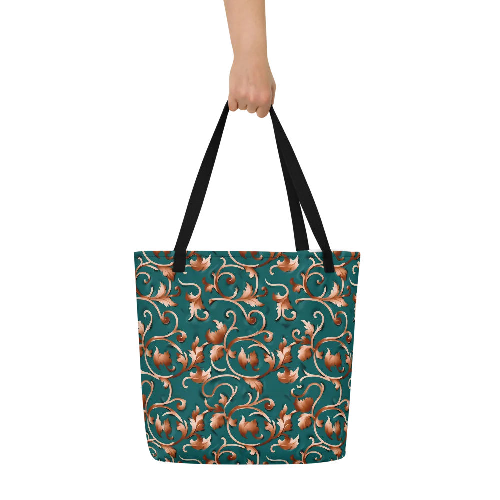 Copper Arabesque on Large Tote Bag W/ Pocket — Front