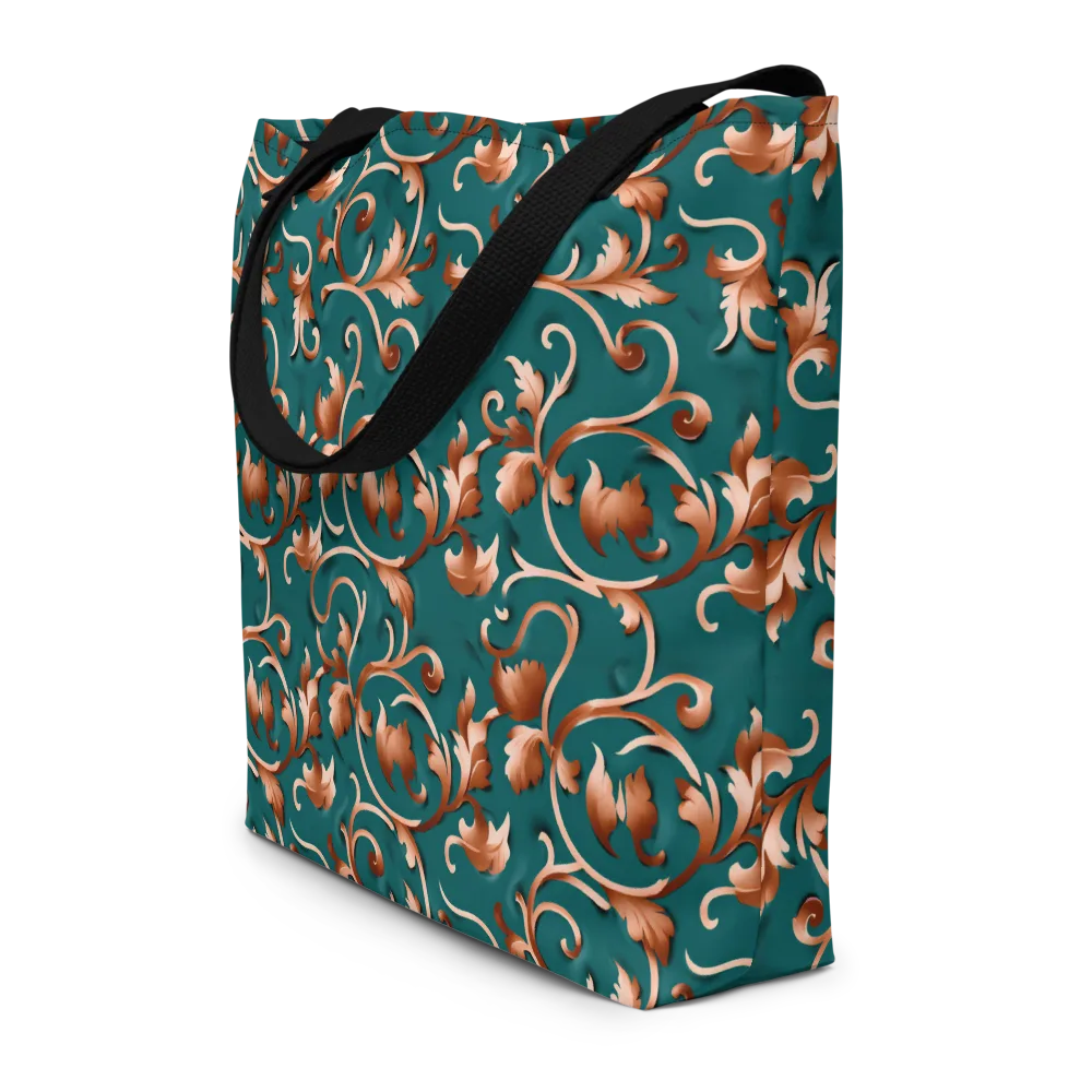 Copper Arabesque on Large Tote Bag W/ Pocket — Front