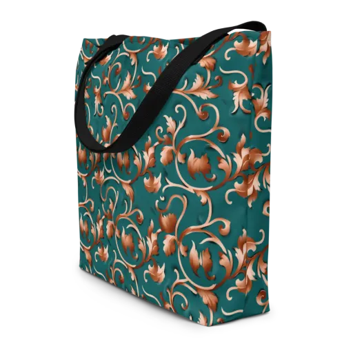 Copper Arabesque on a Large Tote Bag W/ Pocket