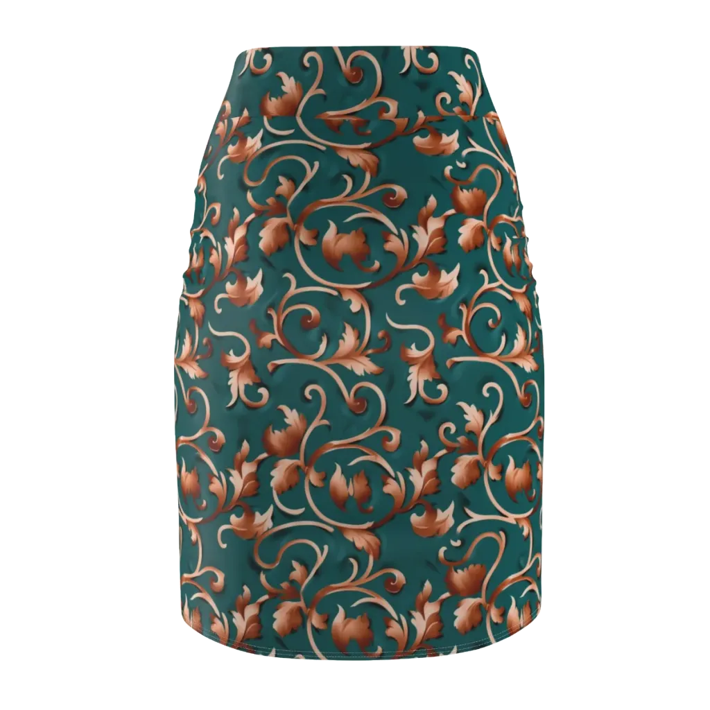 Copper Arabesque on Pencil Skirt — Back