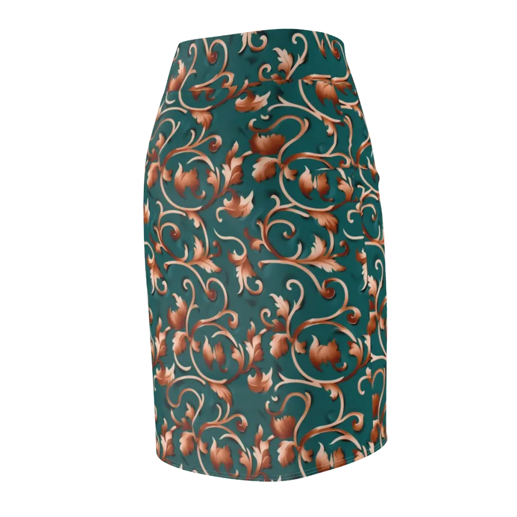 Copper Arabesque on Pencil Skirt — Back Side