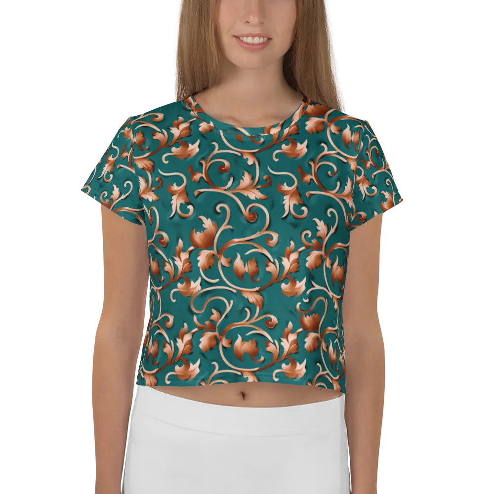 Copper Arabesque on Crop Tee — Front