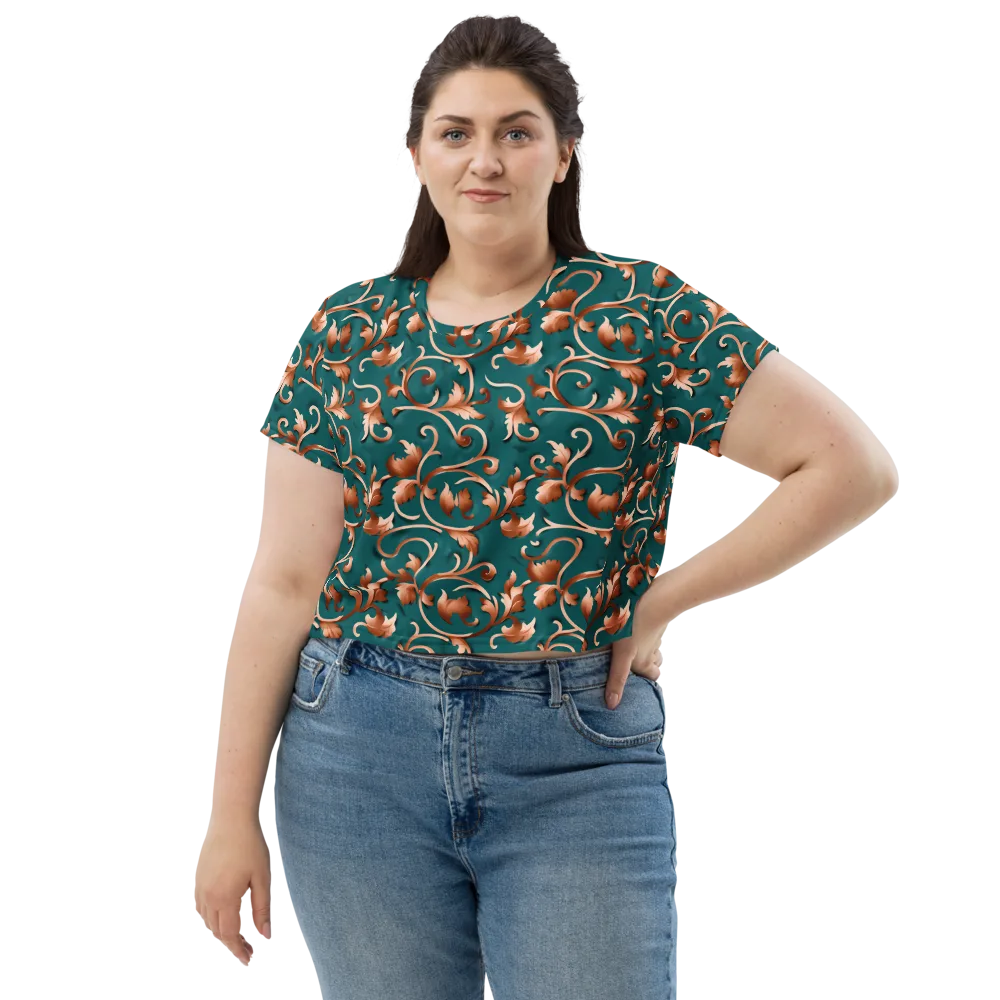 Copper Arabesque on Crop Tee — Front