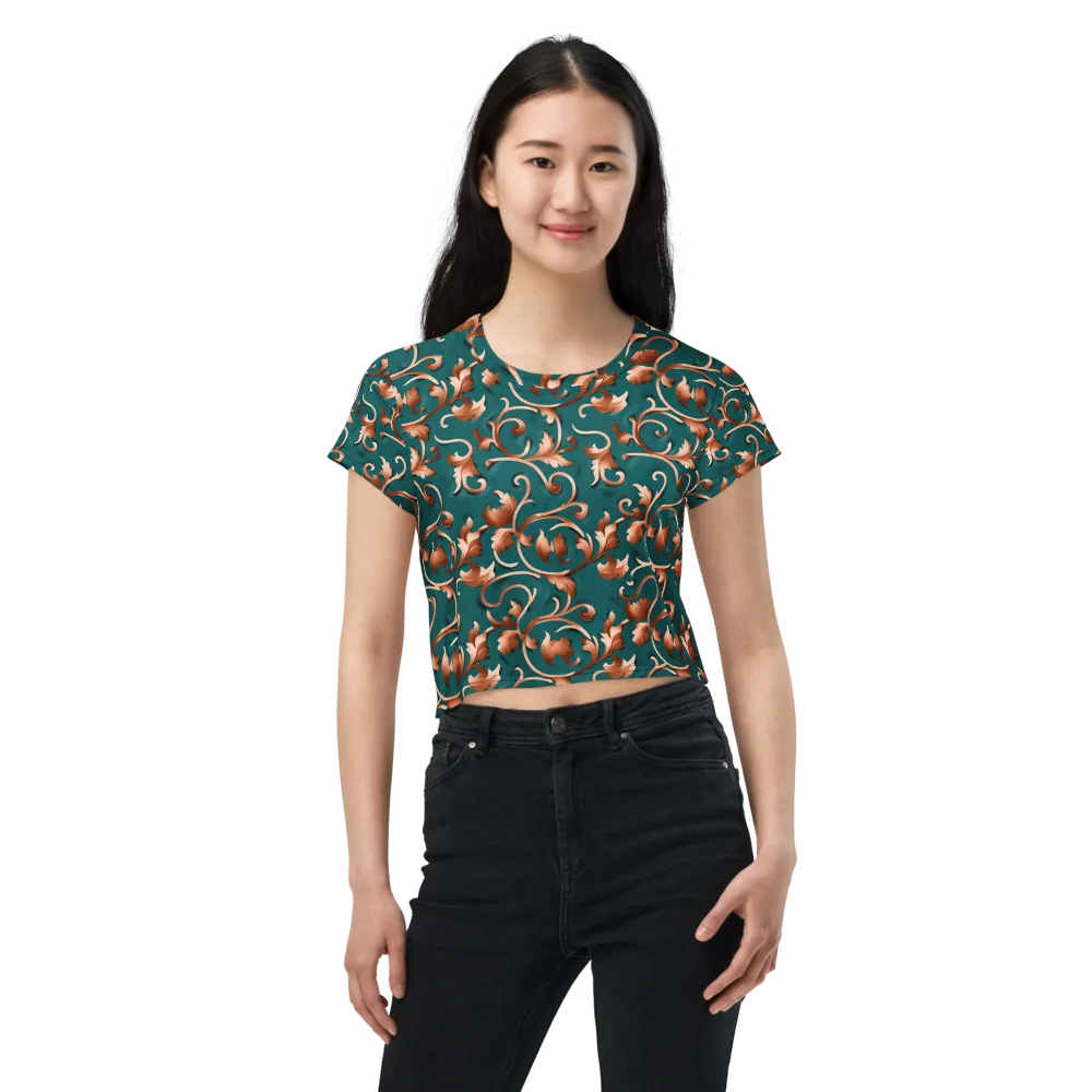 Copper Arabesque on Crop Tee — Front