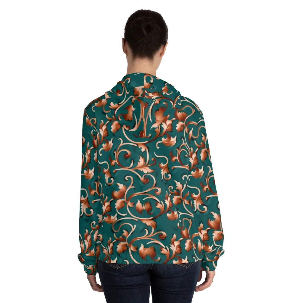 Copper Arabesque on Women's Full-Zip Hoodie — Back On Person