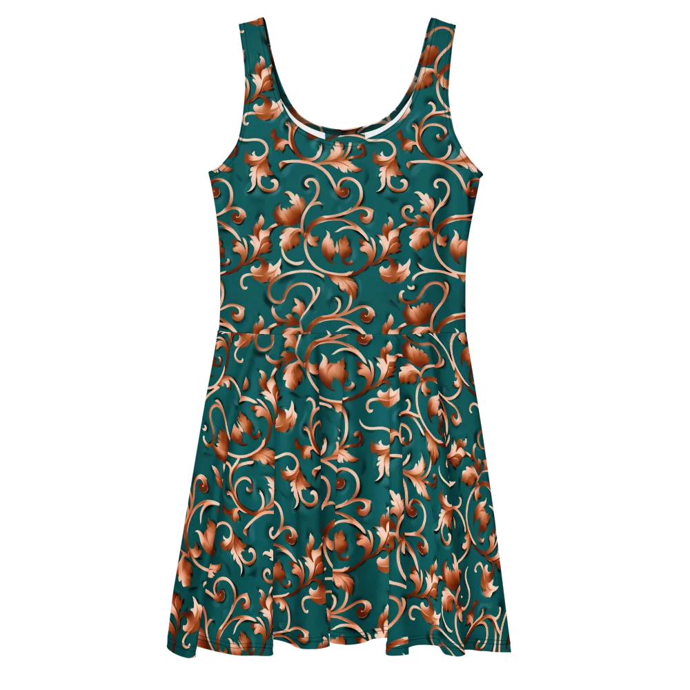 Copper Arabesque on Skater Dress — Front