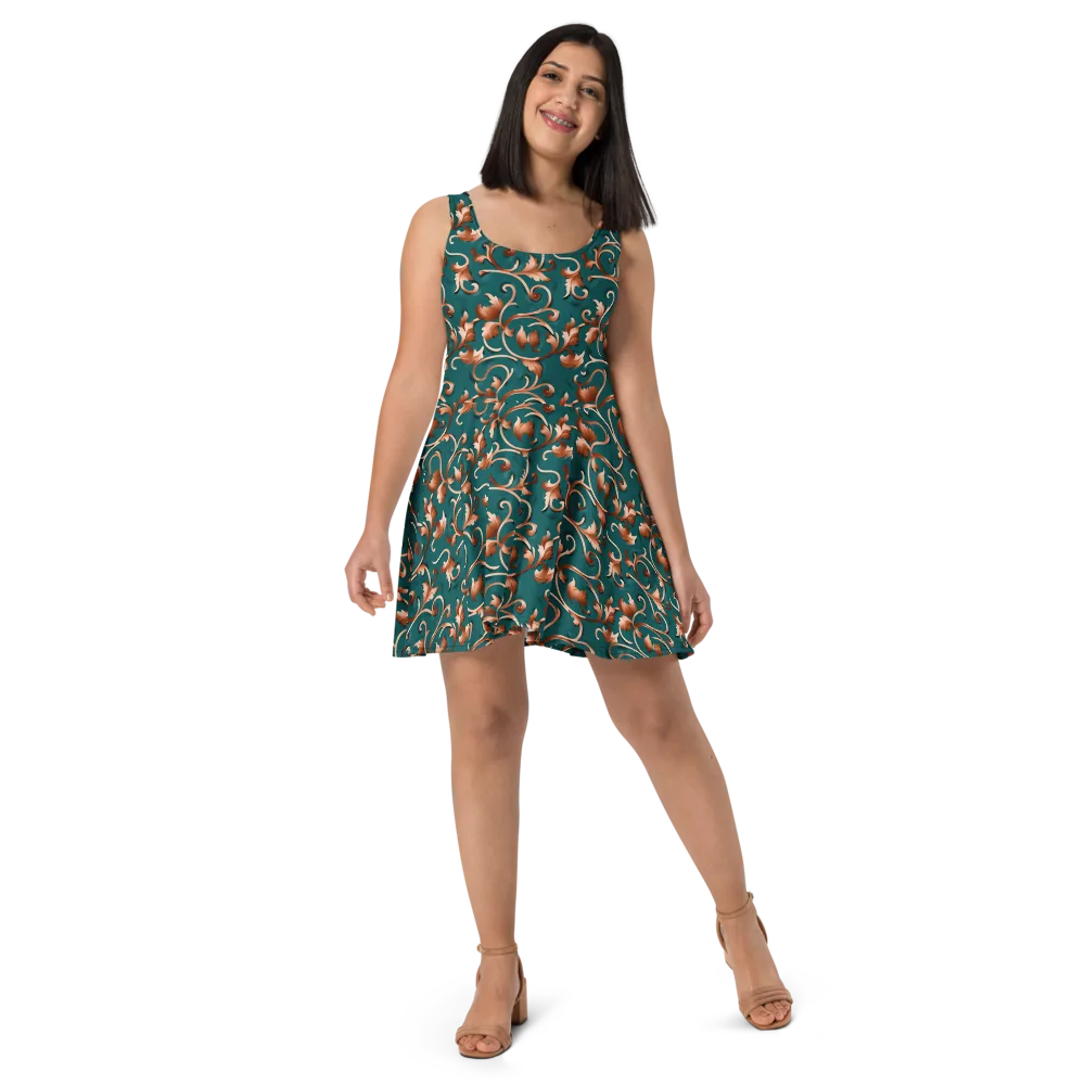 Copper Arabesque on Skater Dress — Front