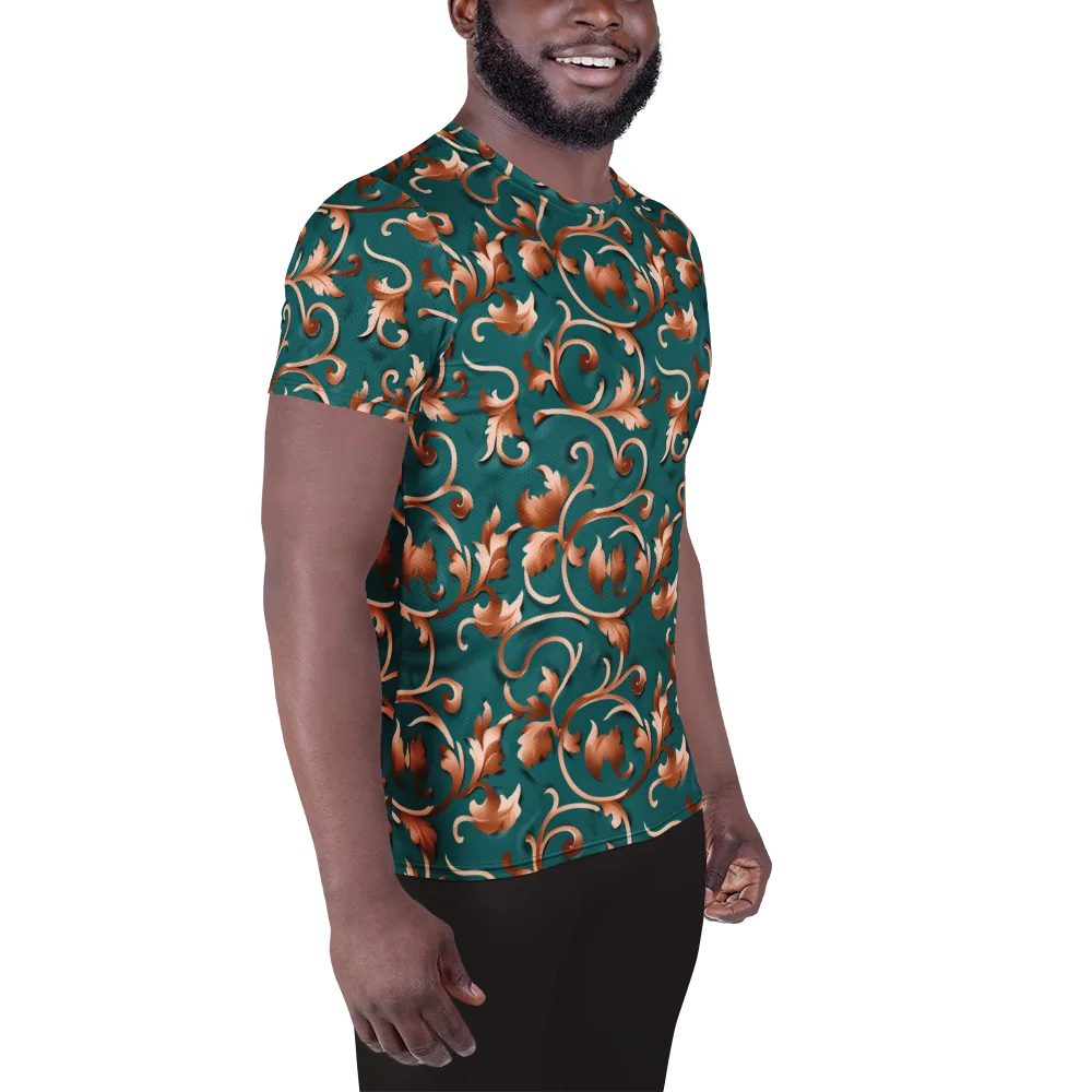 Copper Arabesque on Men's Athletic T-Shirt — Right