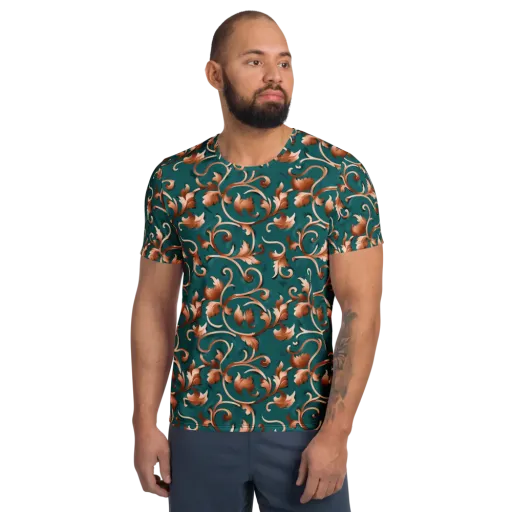Copper Arabesque on a Men's Athletic T-Shirt