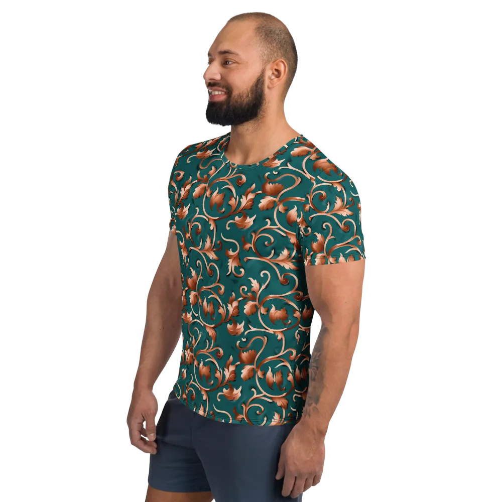 Copper Arabesque on Men's Athletic T-Shirt — Left
