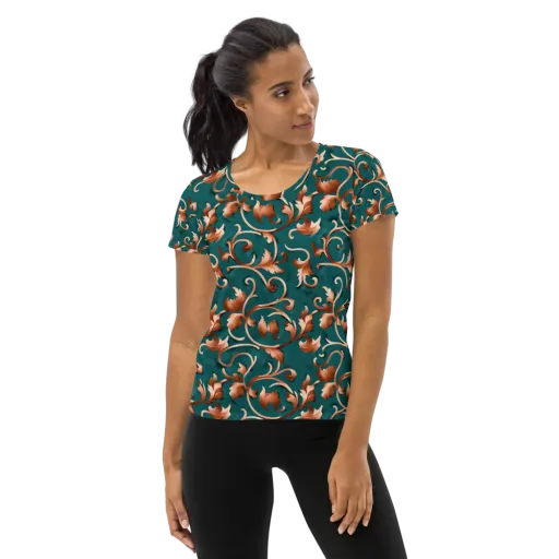Copper Arabesque on a Women's Athletic T-Shirt