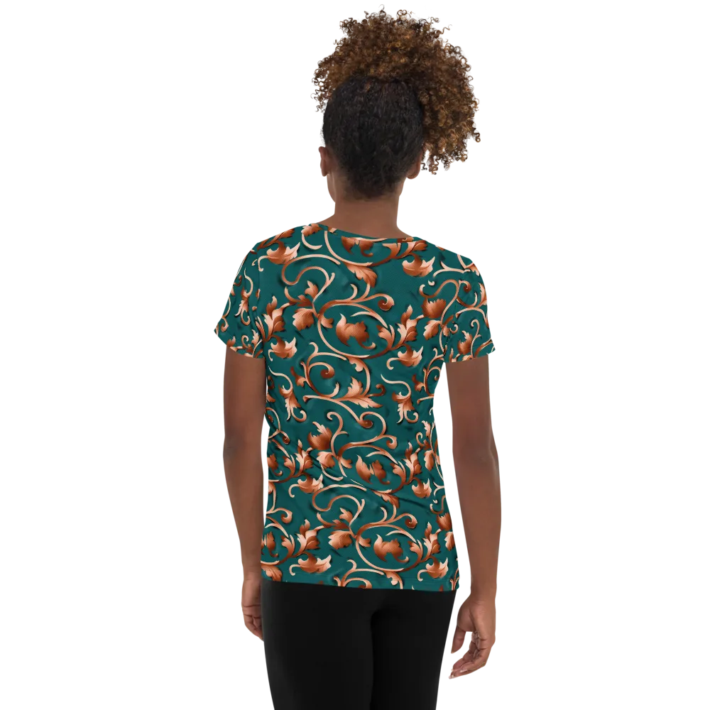 Copper Arabesque on Women's Athletic T-Shirt — Back