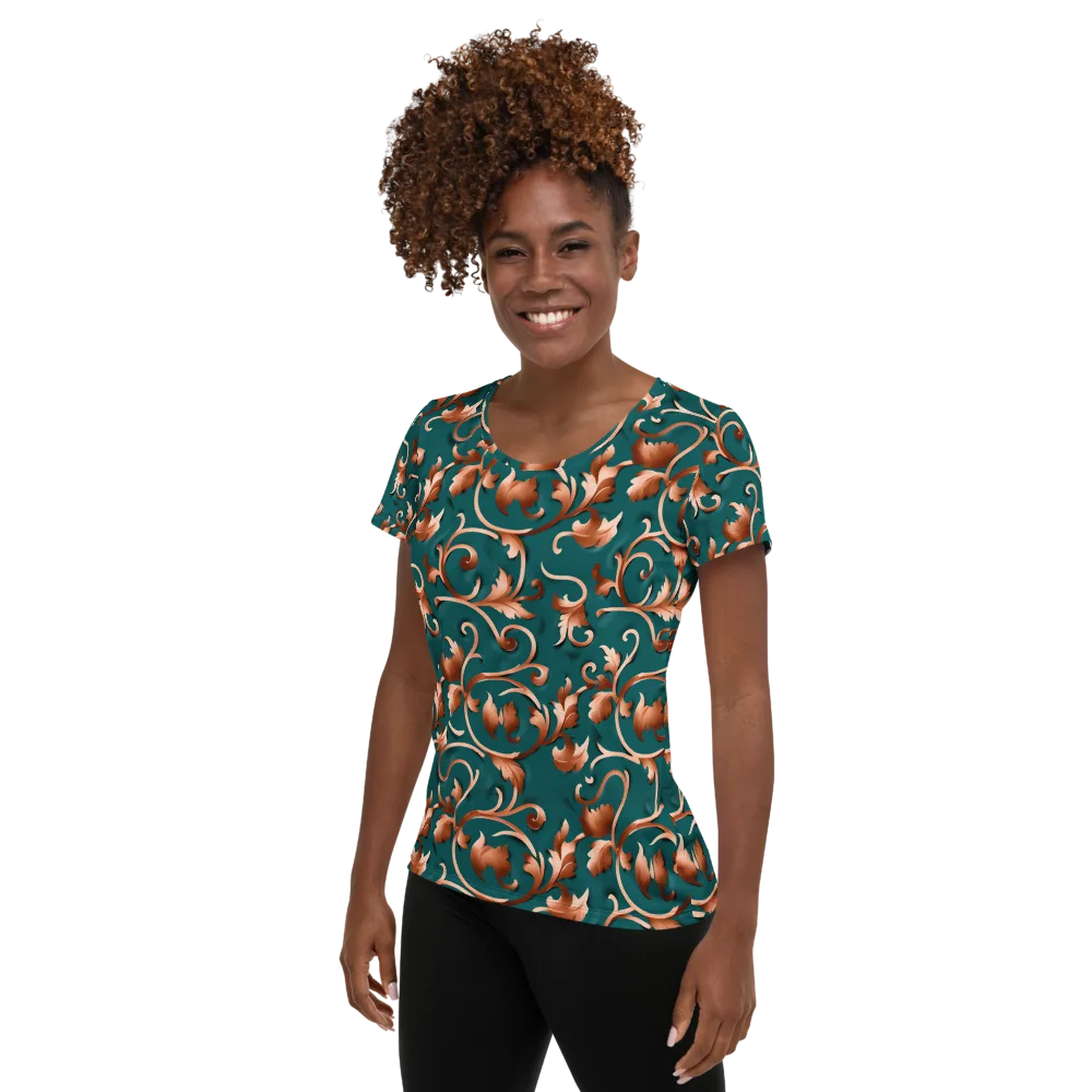 Copper Arabesque on Women's Athletic T-Shirt — Left
