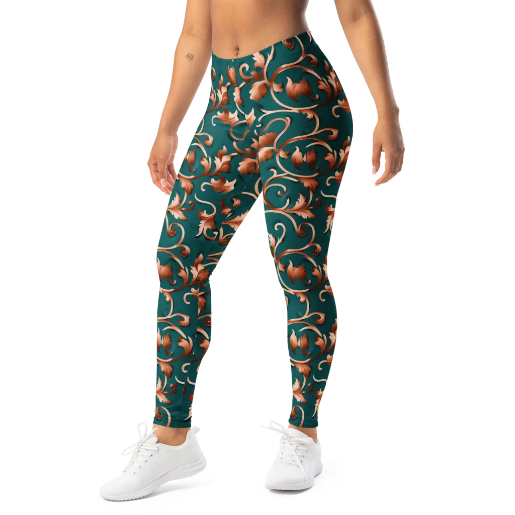 Copper Arabesque on Leggings — Left Front