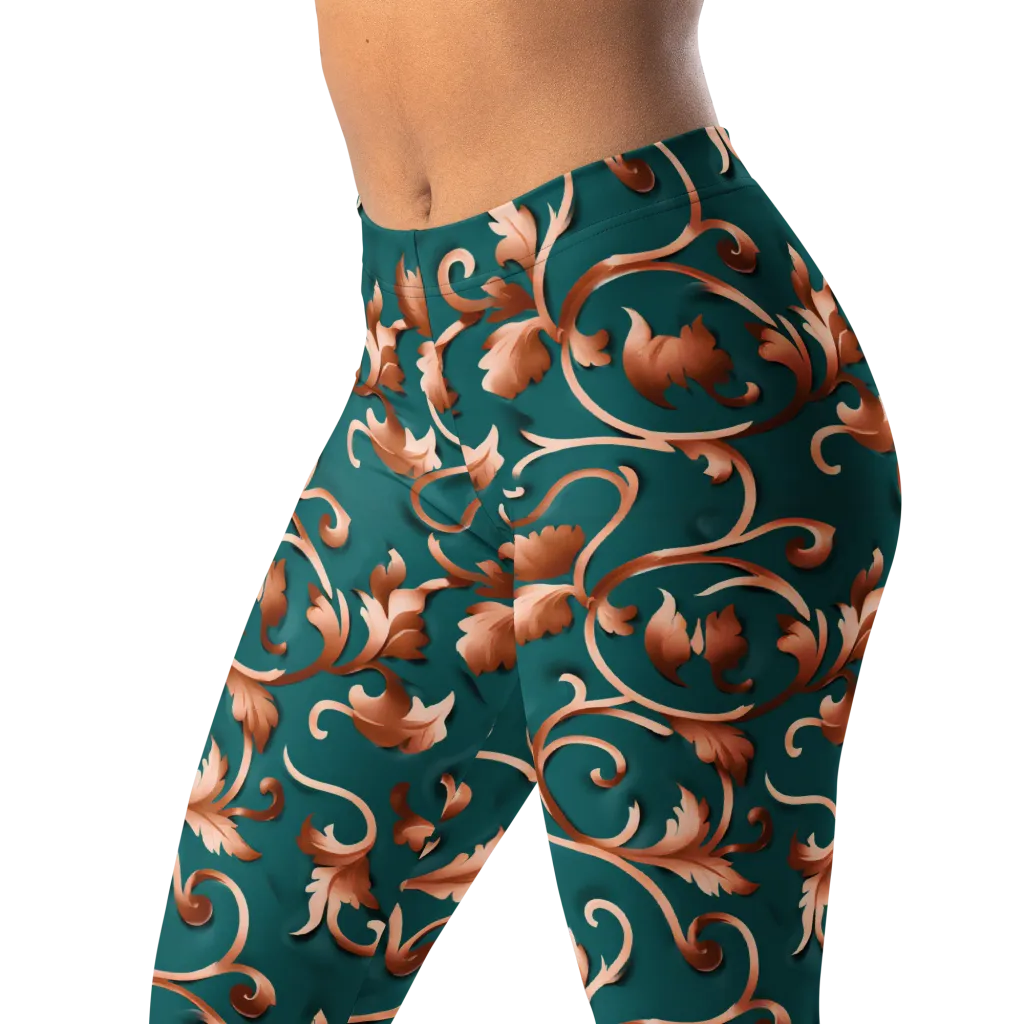 Copper Arabesque on Leggings — Left Front
