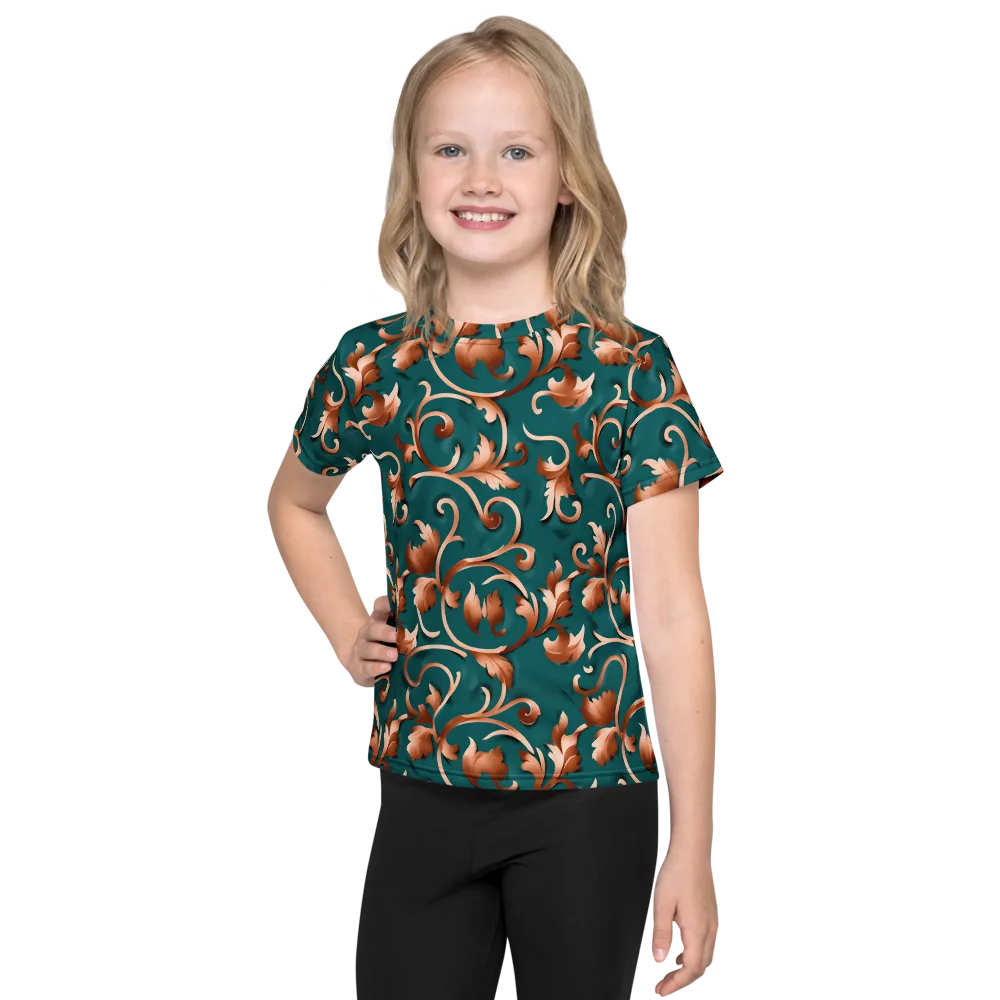 Copper Arabesque on Kids Crew Neck T-Shirt — Front