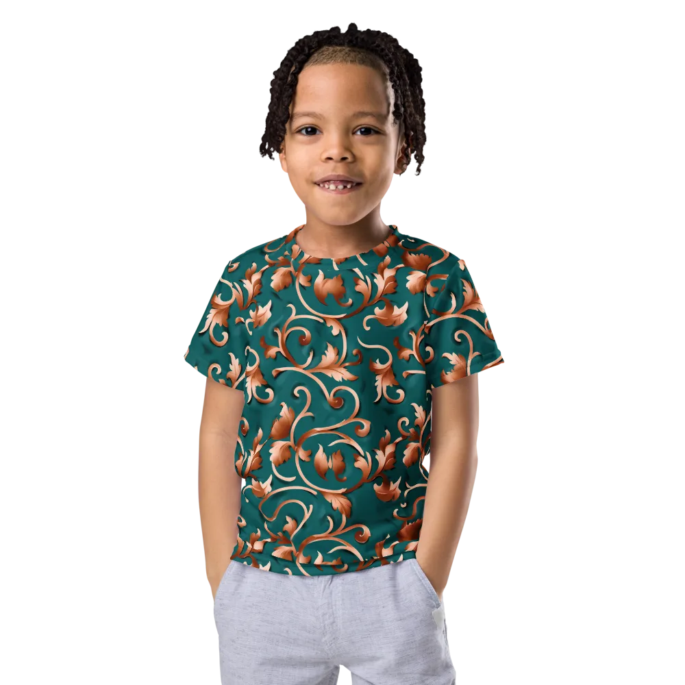Copper Arabesque on Kids Crew Neck T-Shirt — Front