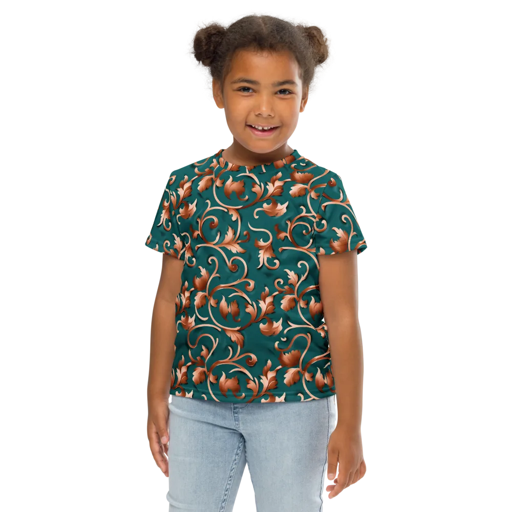 Copper Arabesque on Kids Crew Neck T-Shirt — Front