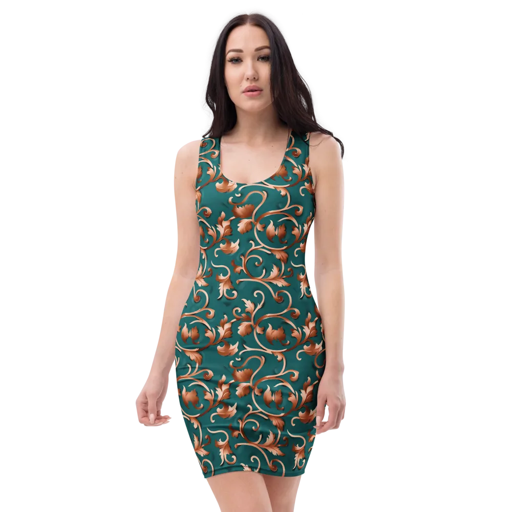 Copper Arabesque on Bodycon Dress — Front
