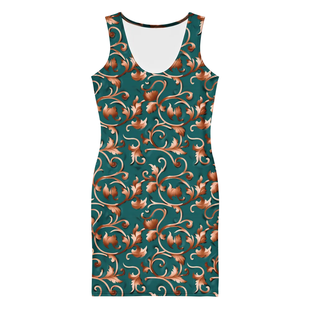 Copper Arabesque on Bodycon Dress — Front