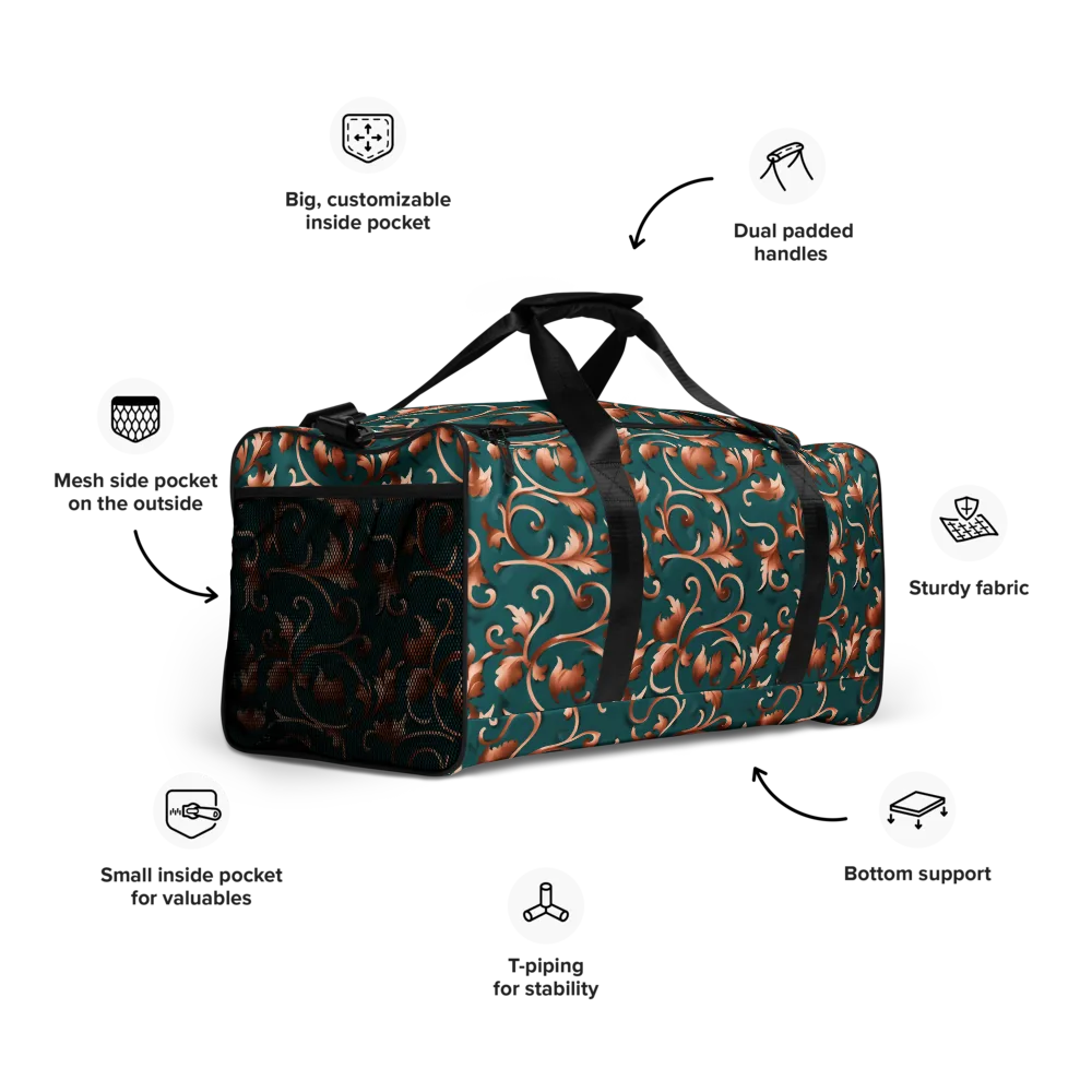 Copper Arabesque on Duffle Bag — Right Front