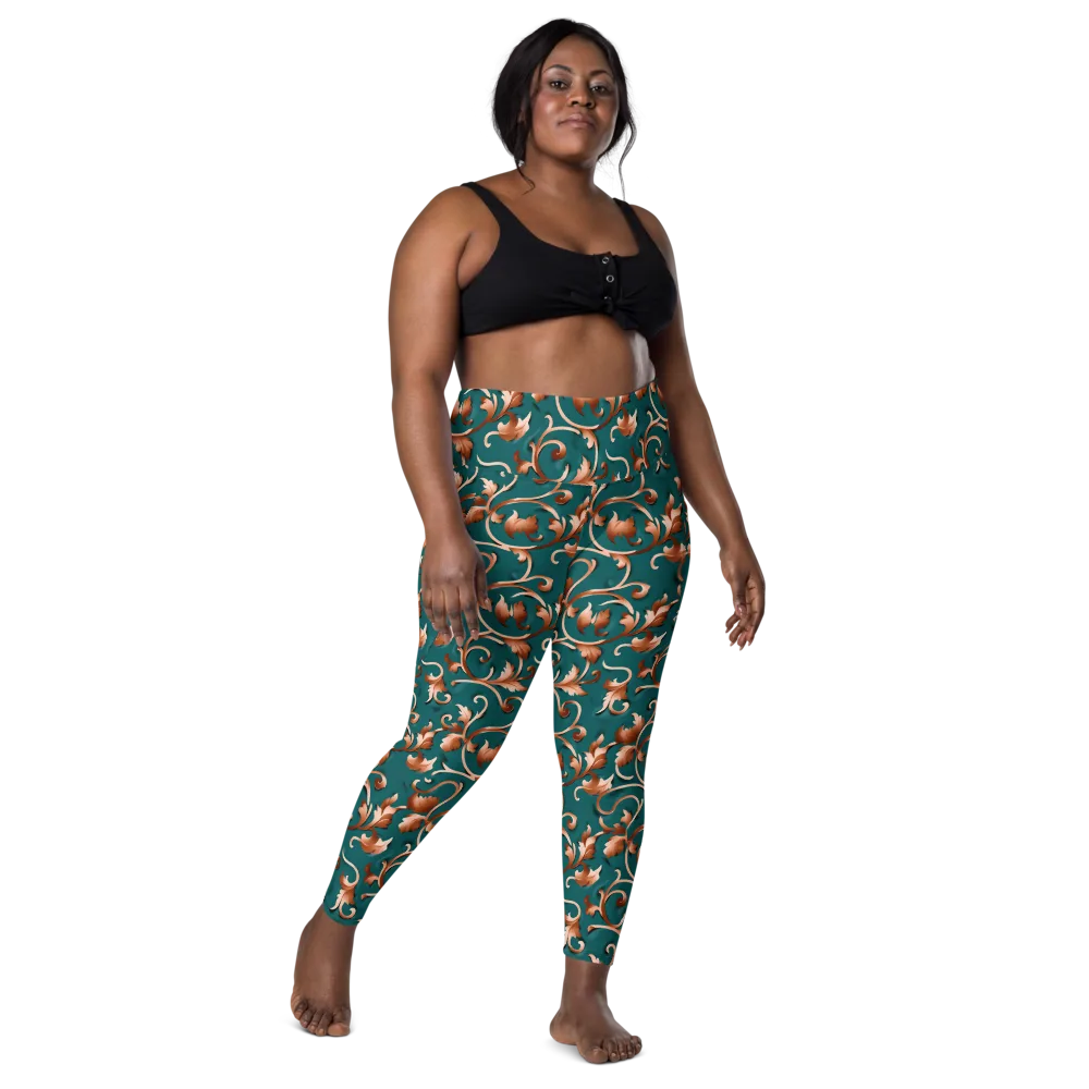 Copper Arabesque on Leggings with Pockets — Front