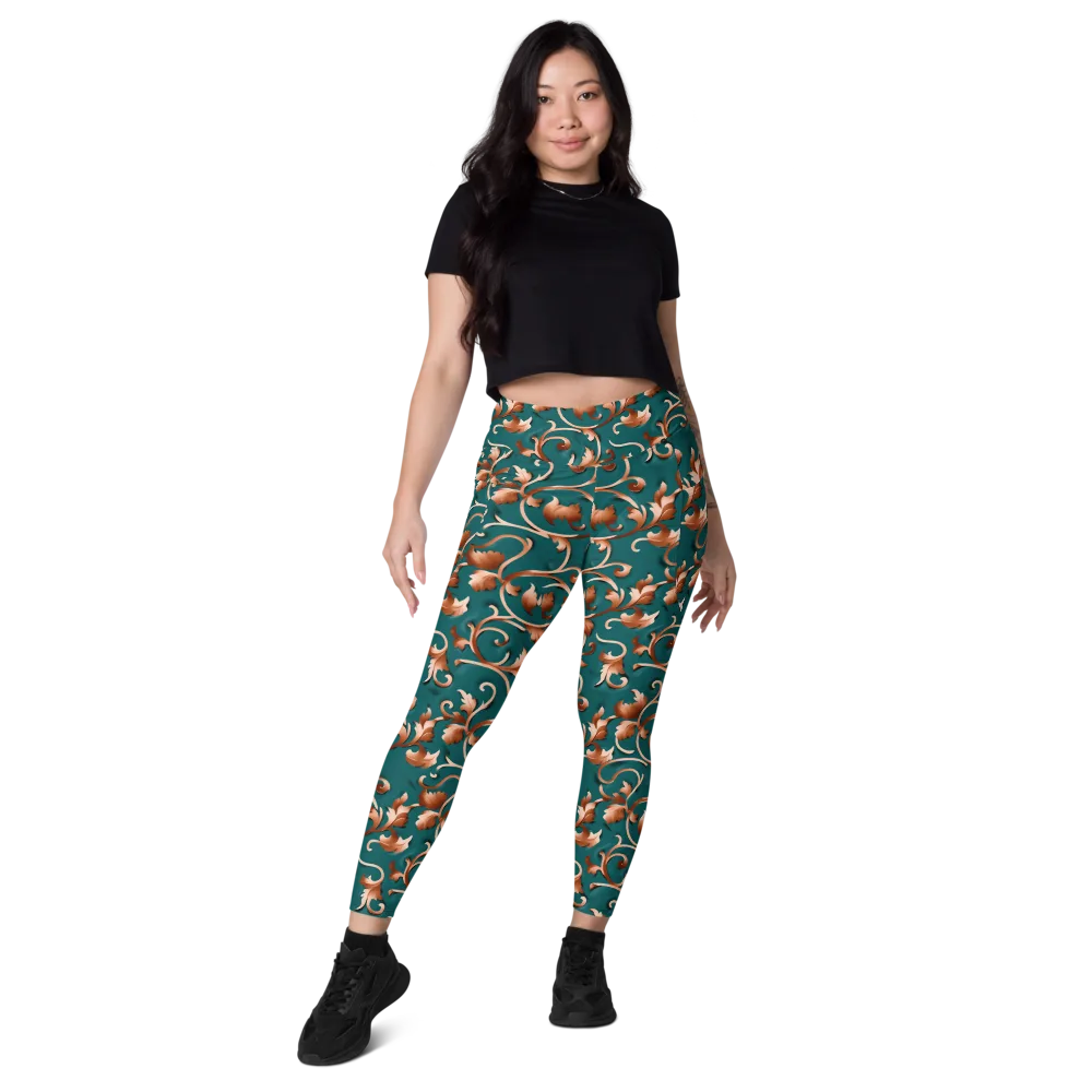 Copper Arabesque on Leggings with Pockets — Front
