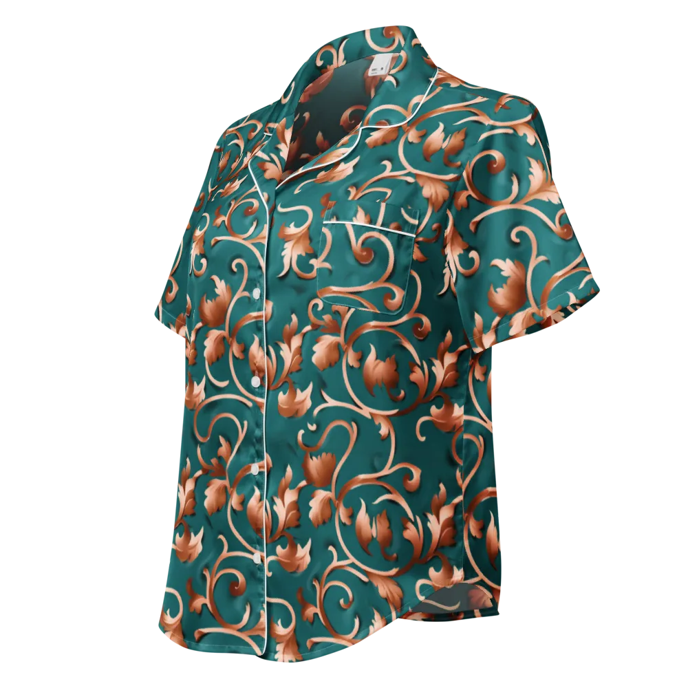 Copper Arabesque on Women's Short Sleeve Pajama Top — Left Front
