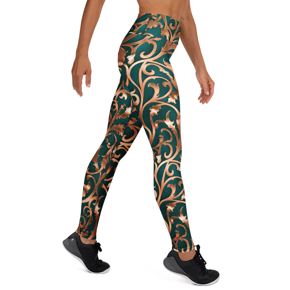 Gilded Verdure on Yoga Leggings — Right