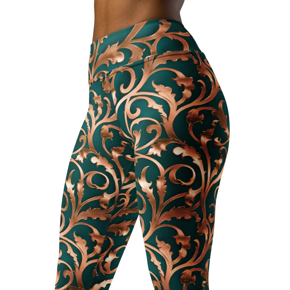Gilded Verdure on Yoga Leggings — Left Front