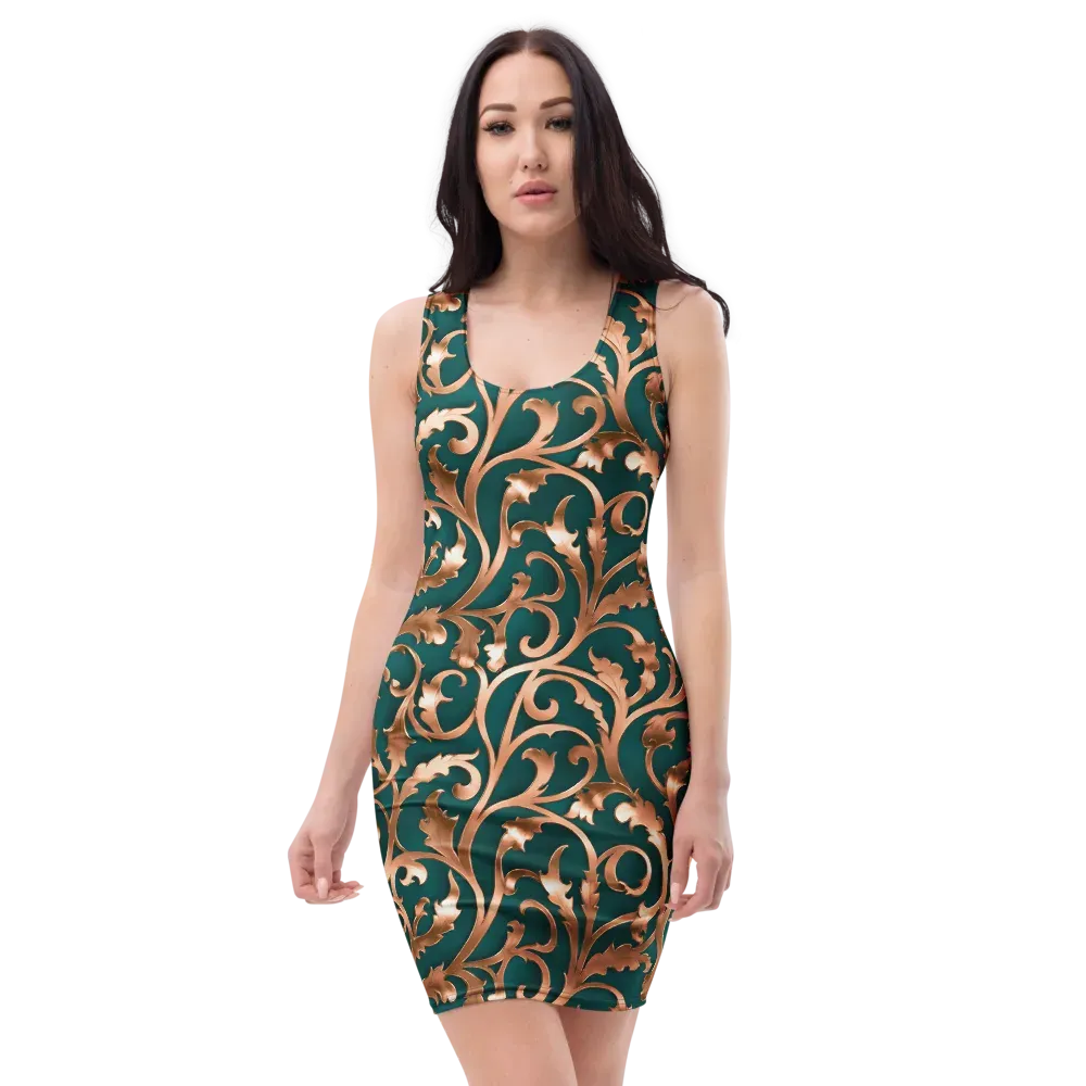 Gilded Verdure on Bodycon Dress — Front