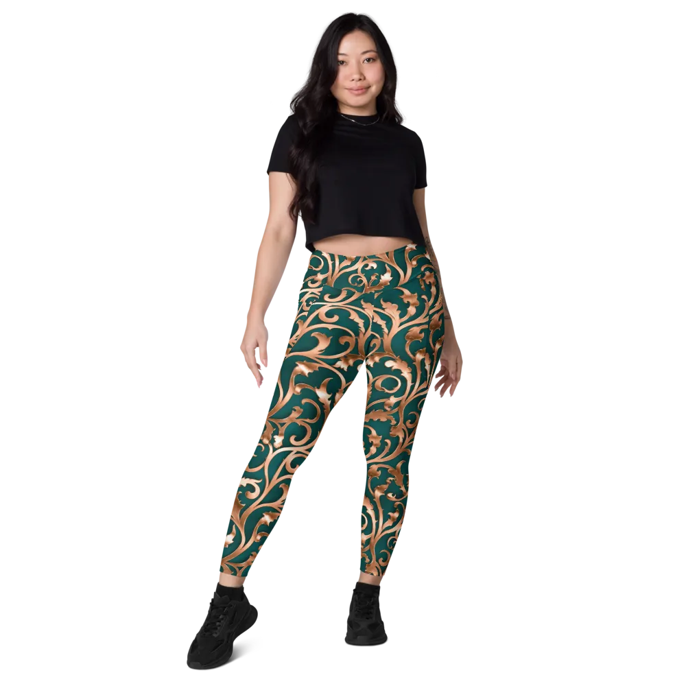 Gilded Verdure on Leggings with Pockets — Front