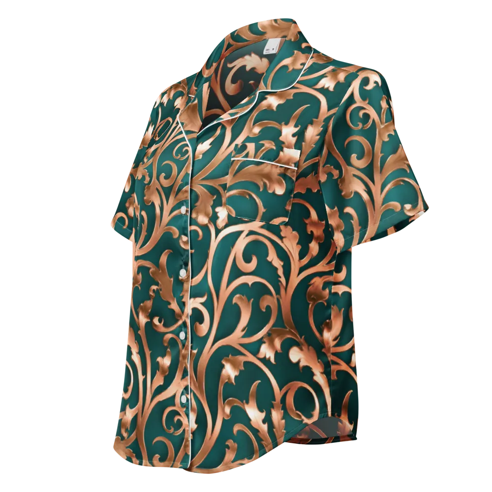 Gilded Verdure on Women's Short Sleeve Pajama Top — Left Front
