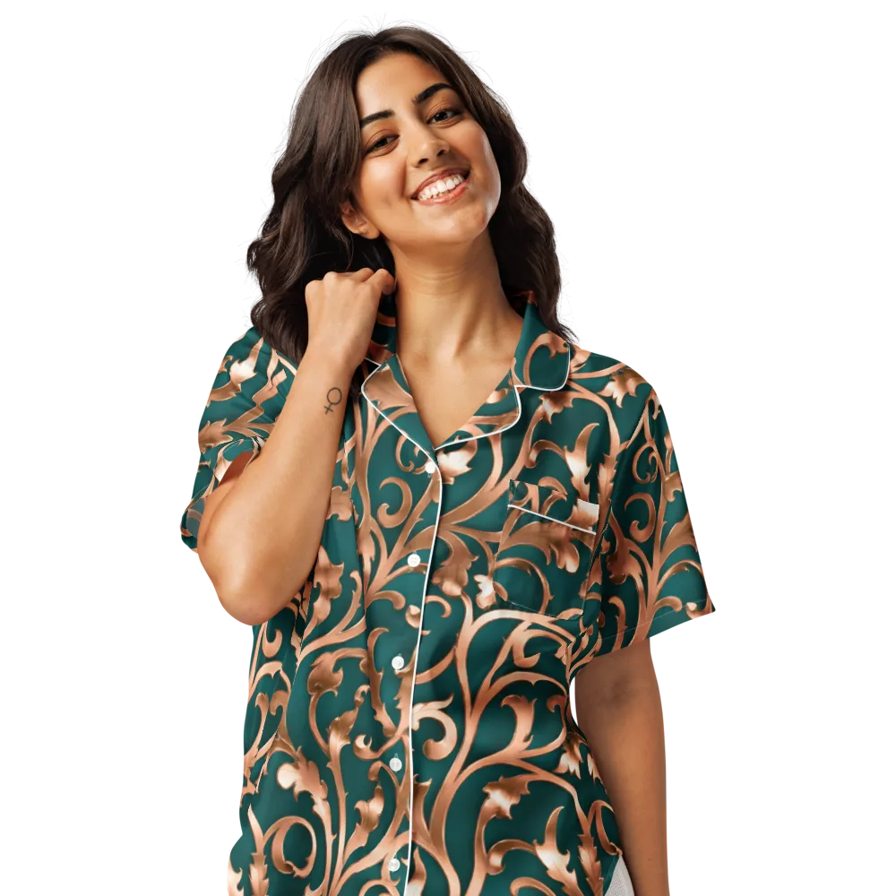 Gilded Verdure on Women's Short Sleeve Pajama Top — Front