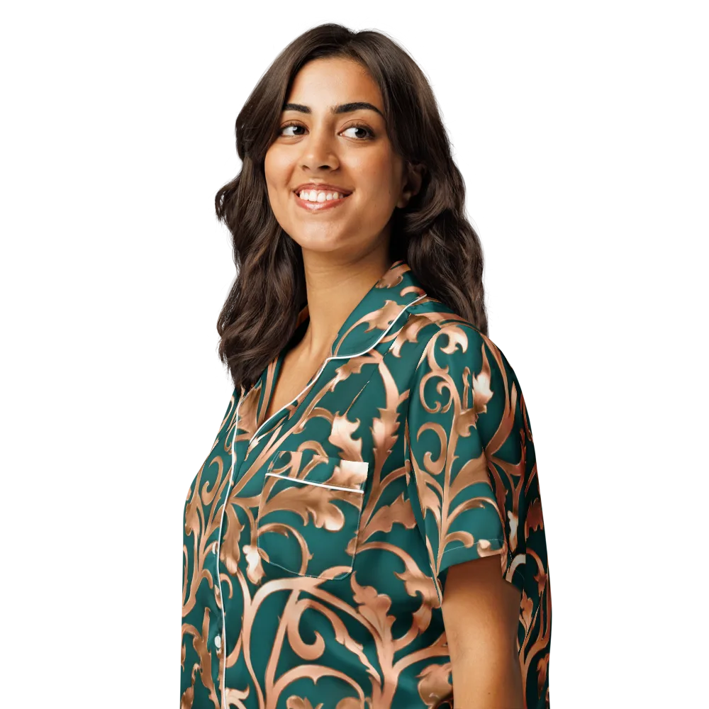 Gilded Verdure on Women's Short Sleeve Pajama Top — Left Front