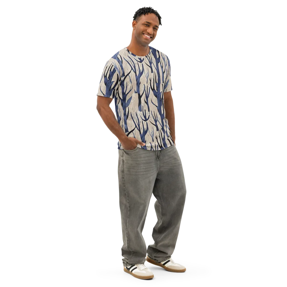 Midnight Thicket on Men's Cotton Crew Neck T-Shirt — Right Front