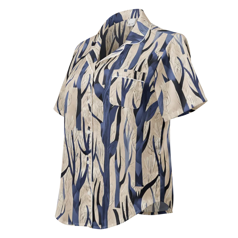 Midnight Thicket on Women's Short Sleeve Pajama Top — Left Front
