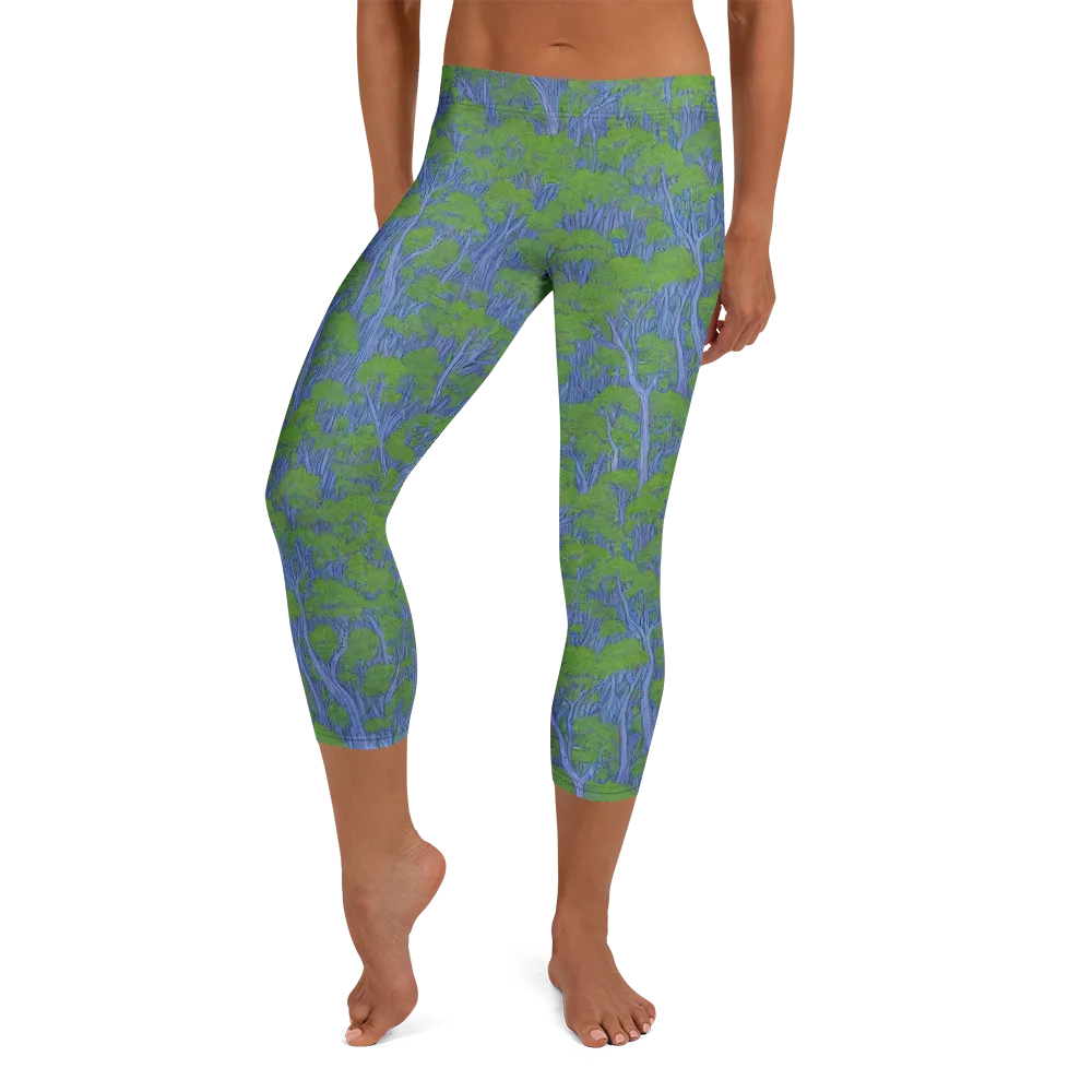 Bluegum Canopy on Capri Leggings — Front