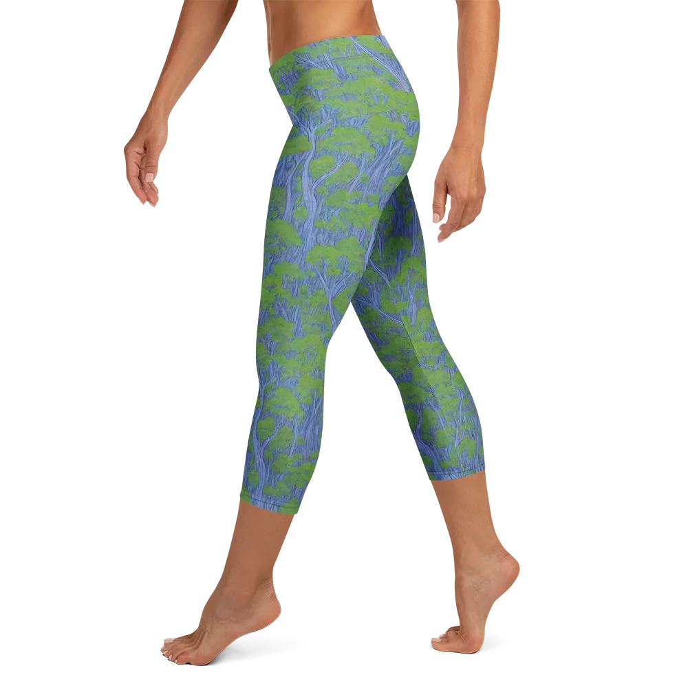 Bluegum Canopy on Capri Leggings — Left