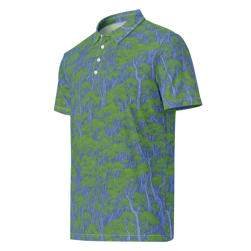 Bluegum Canopy on Men's Slim Fit Polo Shirt — Left Front