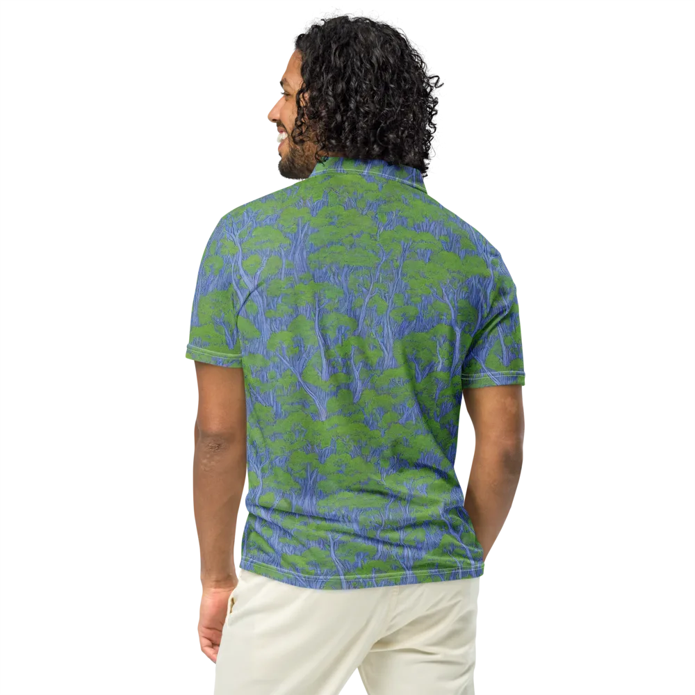 Bluegum Canopy on Men's Slim Fit Polo Shirt — Back