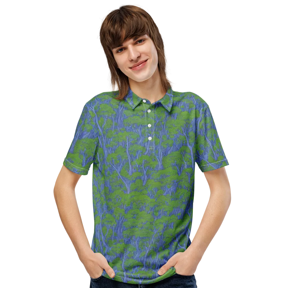 Bluegum Canopy on Men's Slim Fit Polo Shirt — Front